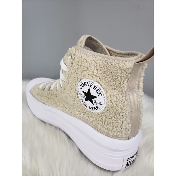 NEW Converse Girl's CTAS Move Platform High Top Sneakers Sz 7 Beach‎ Stone Taupe - Picture 6 of 9